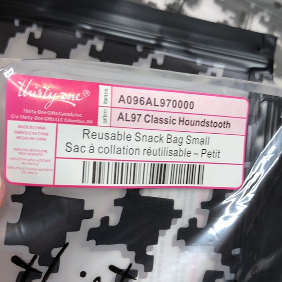 Thirty-one classic houndstooth reusable snack bag small set of 3 - Picture 5 of 5